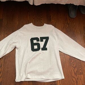Aritzia Light Gray Long Sleeve Jersey with Black Number